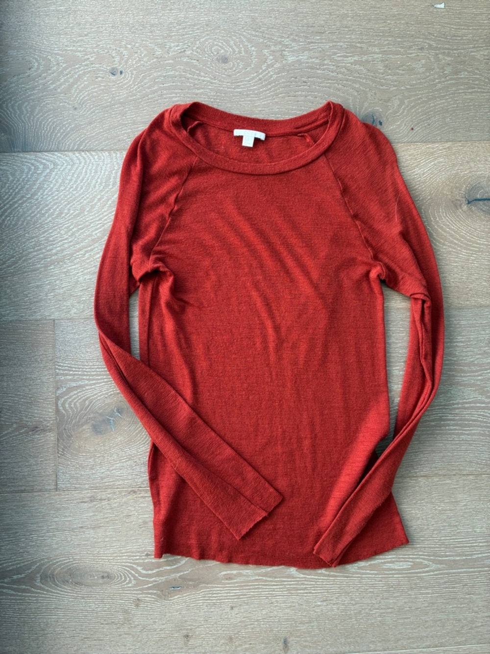 COS Slim Long-Sleeve Crewneck Top in Burnt Orange